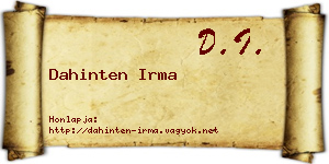 Dahinten Irma névjegykártya